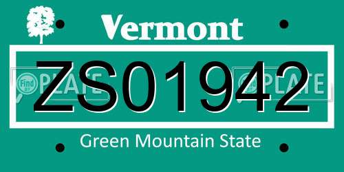 ZS01942 Vermont License Plate