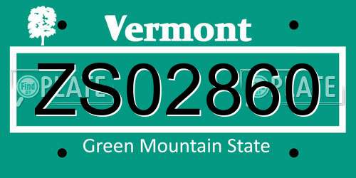 ZS02860 Vermont License Plate