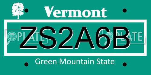 ZS2A6B Vermont License Plate