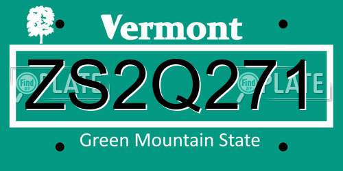 ZS2Q271 Vermont License Plate