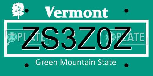 ZS3Z0Z Vermont License Plate
