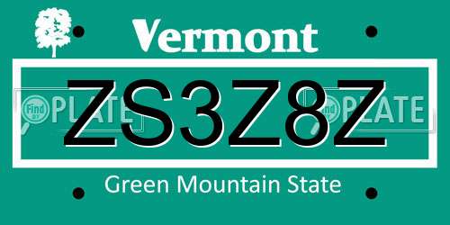 ZS3Z8Z Vermont License Plate