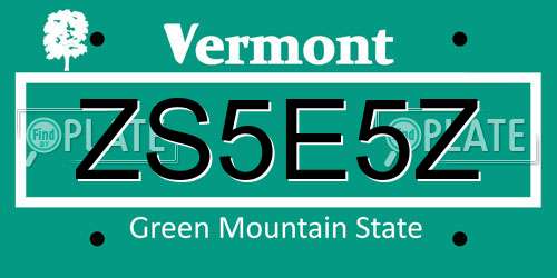 ZS5E5Z Vermont License Plate