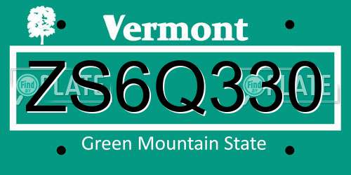 ZS6Q330 Vermont License Plate
