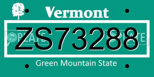 ZS73288 Vermont License Plate