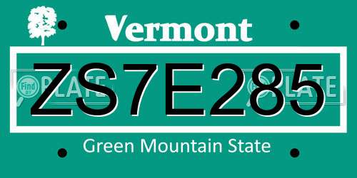 ZS7E285 Vermont License Plate