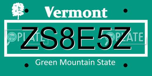 ZS8E5Z Vermont License Plate
