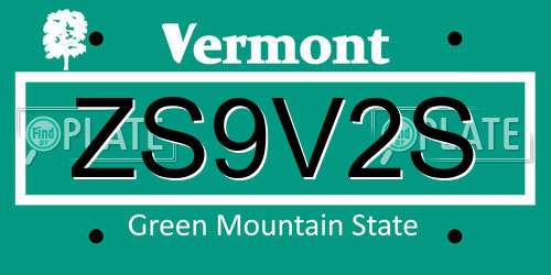 ZS9V2S Vermont License Plate