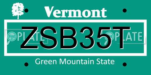 ZSB35T Vermont License Plate