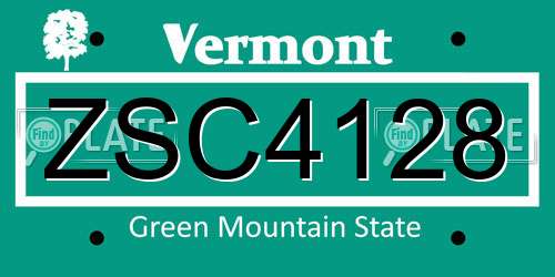 ZSC4128 Vermont License Plate