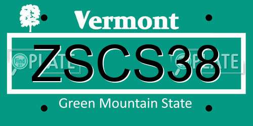 ZSCS38 Vermont License Plate