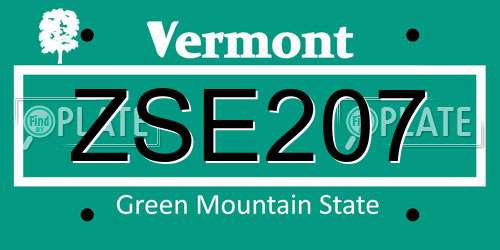 ZSE207 Vermont License Plate