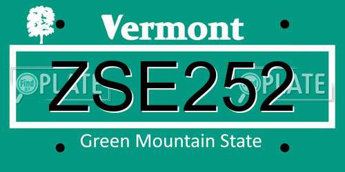 ZSE252 Vermont License Plate