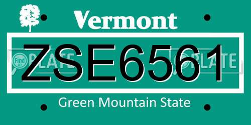 ZSE6561 Vermont License Plate