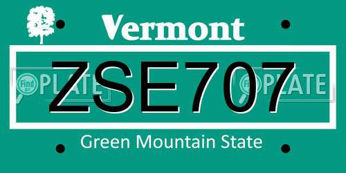 ZSE707 Vermont License Plate