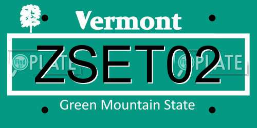 ZSET02 Vermont License Plate