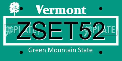ZSET52 Vermont License Plate