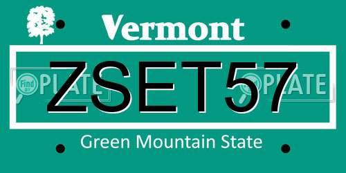 ZSET57 Vermont License Plate