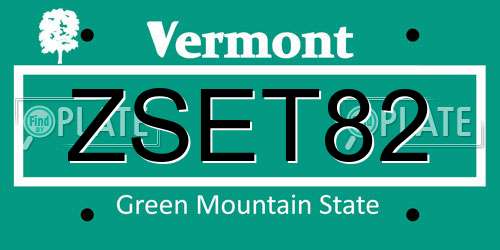 ZSET82 Vermont License Plate