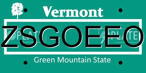 ZSGOEEO Vermont License Plate