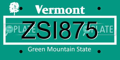 ZSI875 Vermont License Plate