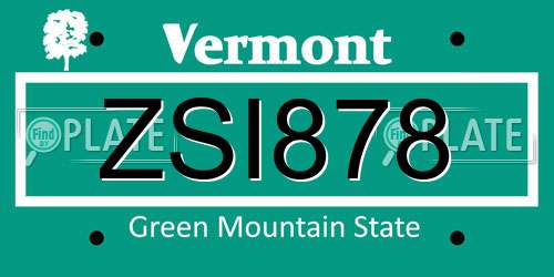 ZSI878 Vermont License Plate