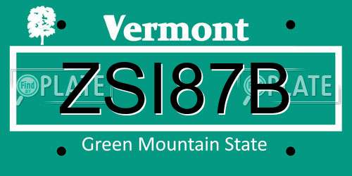 ZSI87B Vermont License Plate