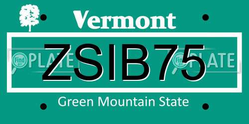 ZSIB75 Vermont License Plate