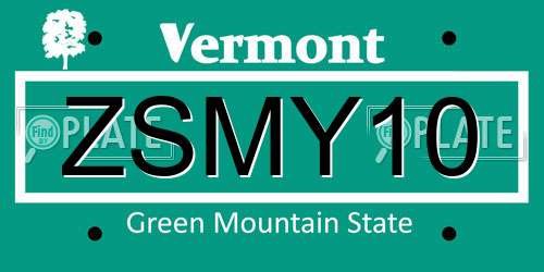 ZSMY10 Vermont License Plate
