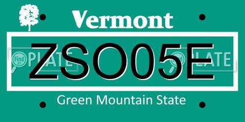 ZSO05E Vermont License Plate