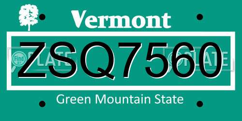 ZSQ7560 Vermont License Plate