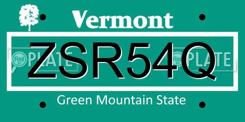 ZSR54Q Vermont License Plate
