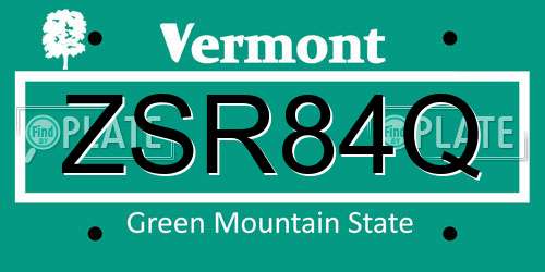 ZSR84Q Vermont License Plate