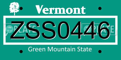 ZSS0446 Vermont License Plate