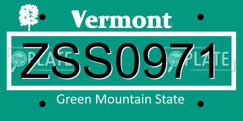 ZSS0971 Vermont License Plate