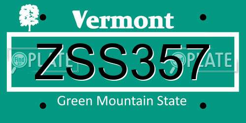 ZSS357 Vermont License Plate
