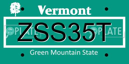 ZSS35T Vermont License Plate