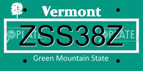 ZSS38Z Vermont License Plate