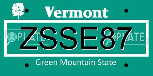 ZSSE87 Vermont License Plate