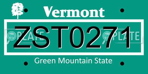 ZST0271 Vermont License Plate