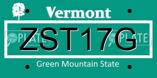 ZST17G Vermont License Plate