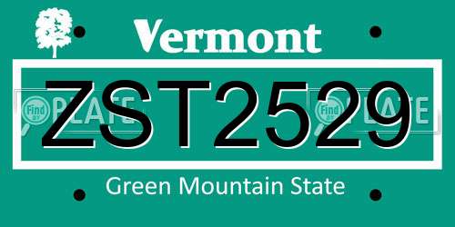 ZST2529 Vermont License Plate