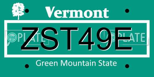 ZST49E Vermont License Plate