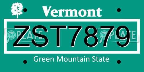 ZST7879 Vermont License Plate