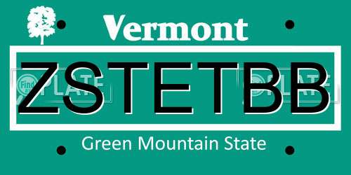 ZSTETBB Vermont License Plate