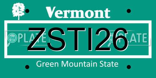 ZSTI26 Vermont License Plate