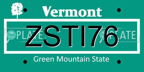 ZSTI76 Vermont License Plate