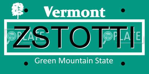 ZSTOTTI Vermont License Plate