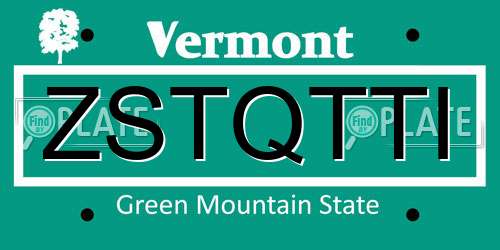 ZSTQTTI Vermont License Plate