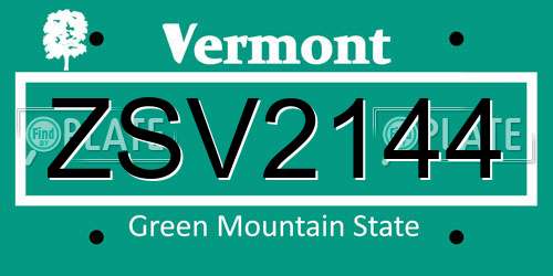 ZSV2144 Vermont License Plate